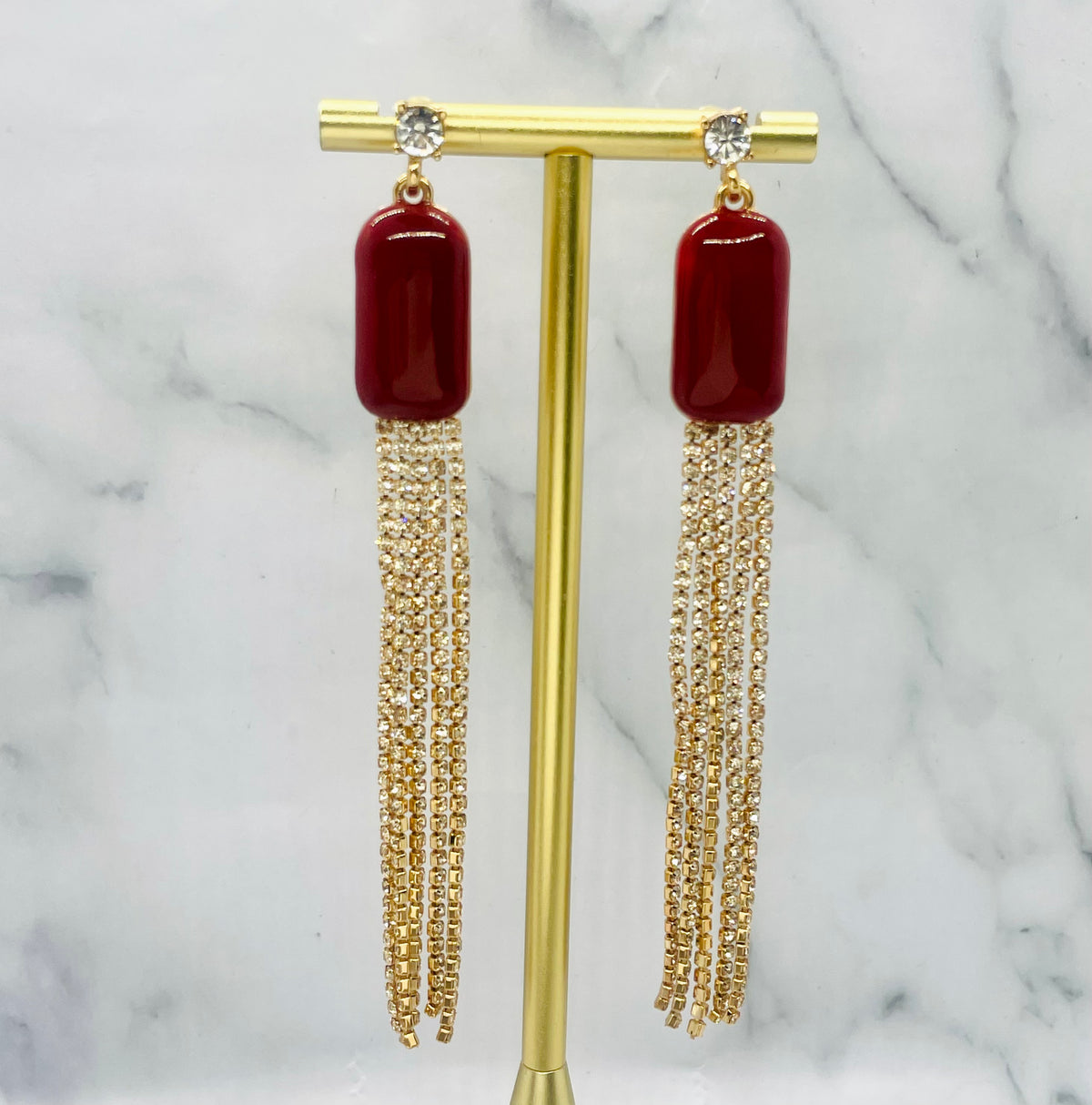 SCHIAPARELLI Vintage Rhinestone Fringe Earrings - Pre owned
