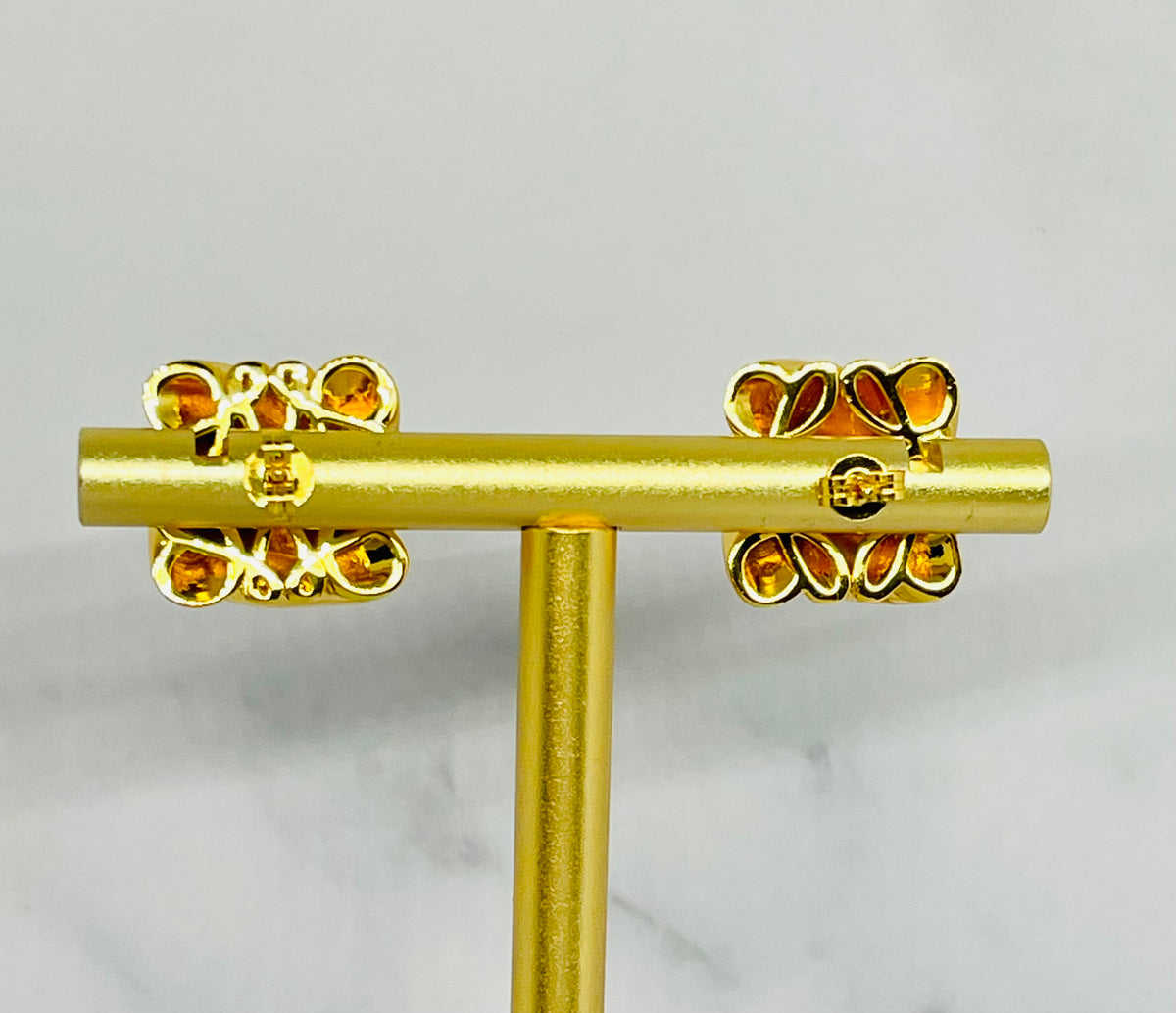 LOEWE Monogram Gold Tone Earrings - Pre owned