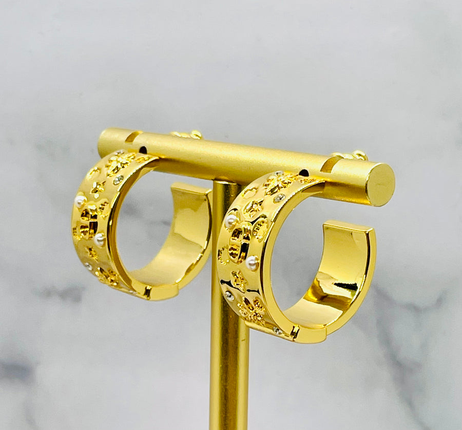 CHRISTIAN DIOR Rhinestone Hoop Earrings - Pre owned