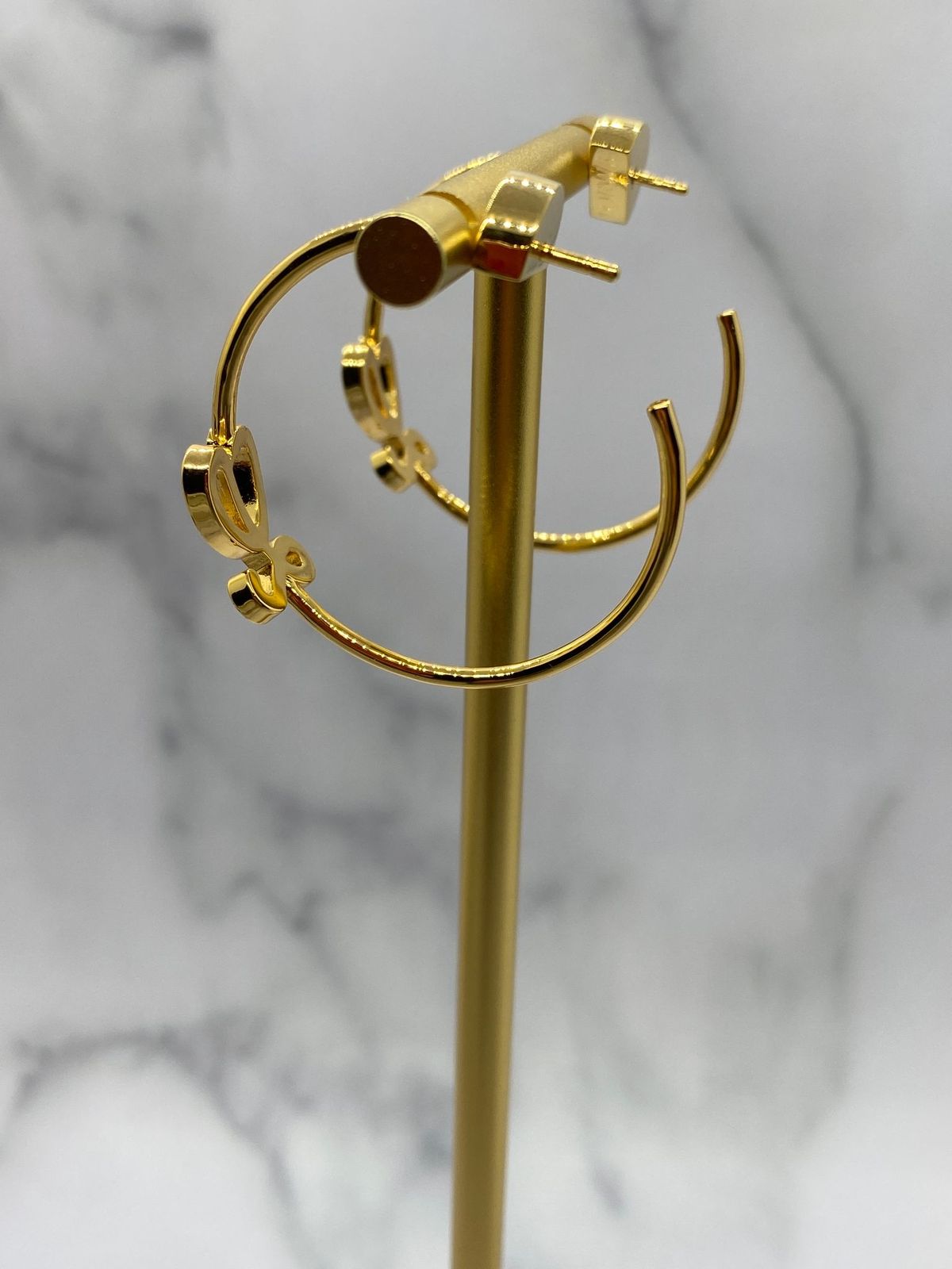 LOEWE L Gold Tone Hoop Earrings - Pre owned