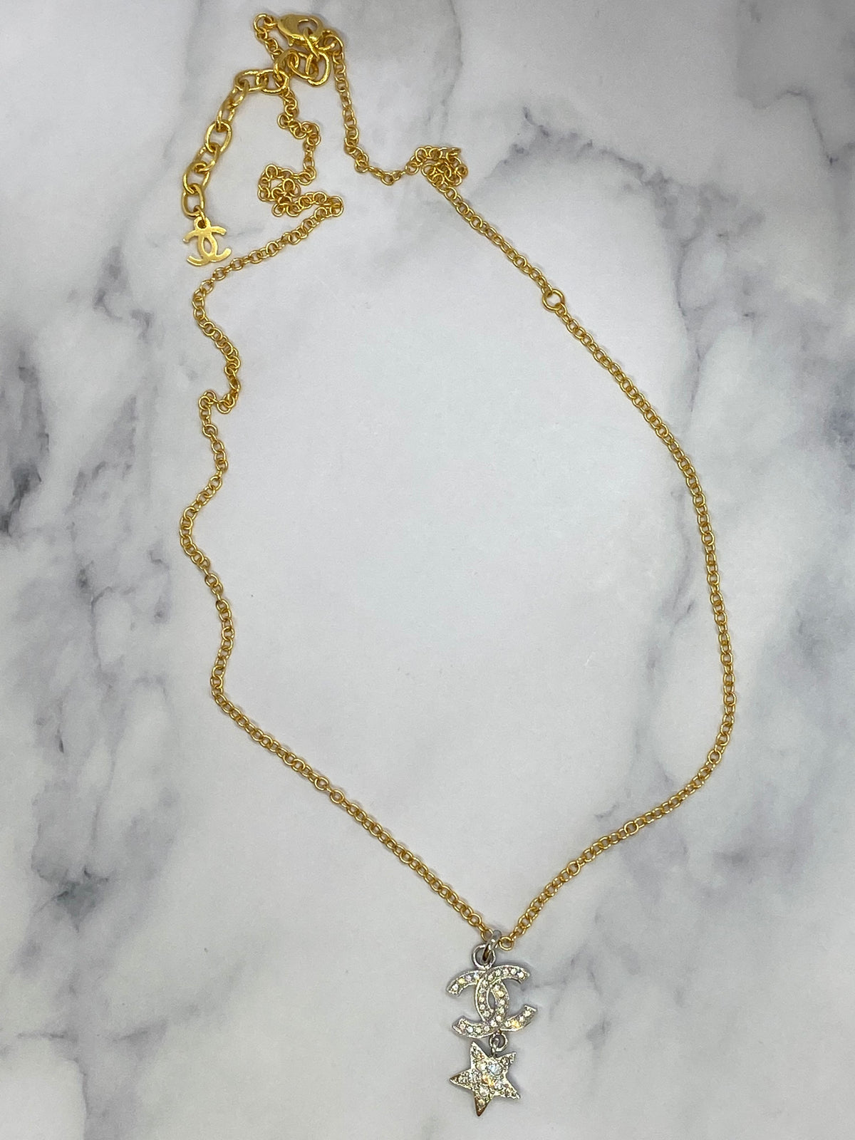 CHANEL CC Gold & Silver Star Necklace - USED