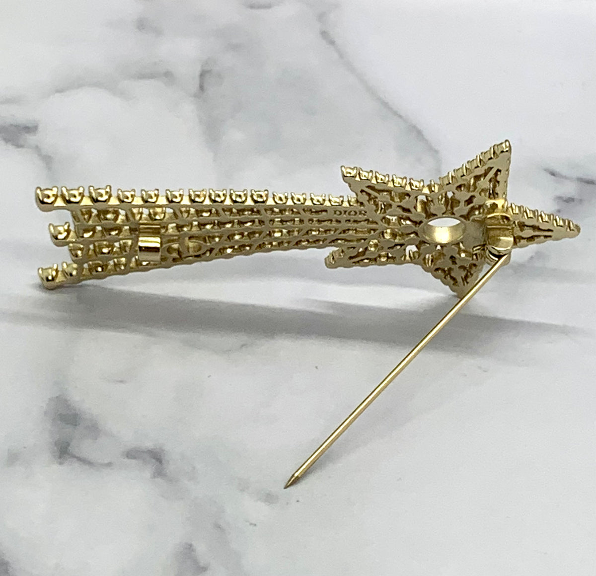 CHRISTIAN DIOR CD Rhinestone Shooting Star Brooch Pin - Pre owned