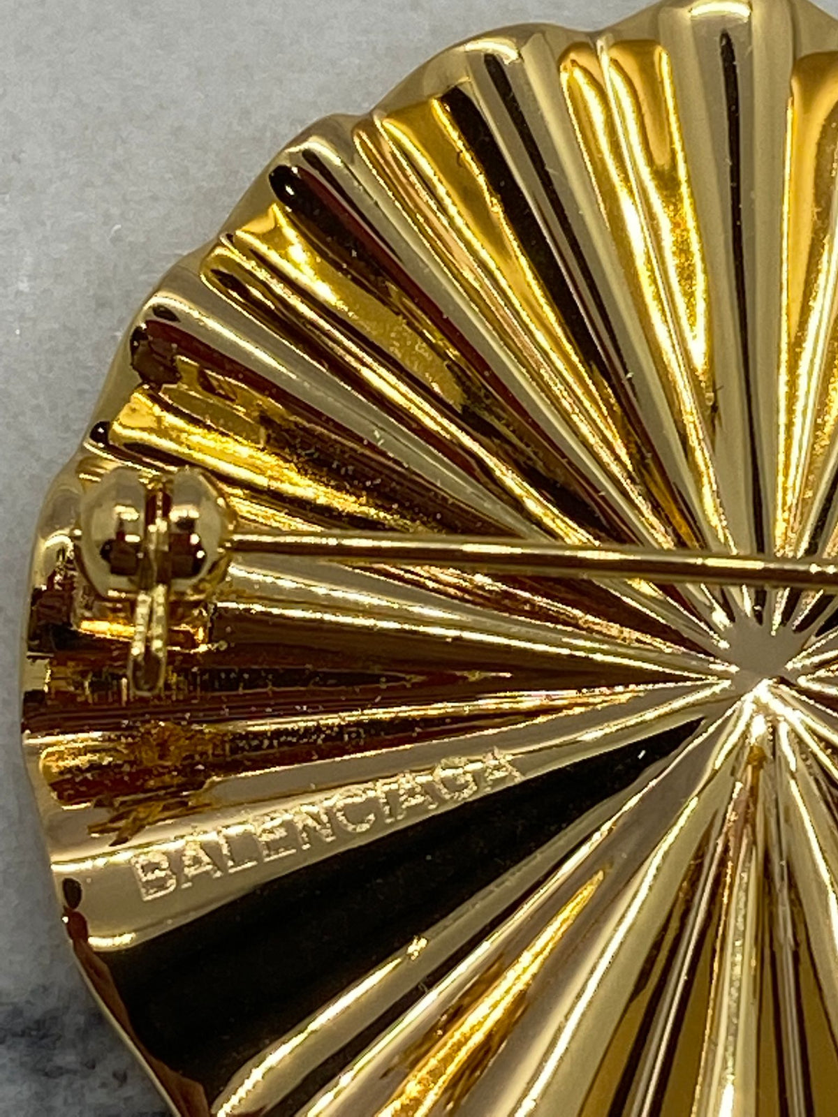 BALENCIAGA BB Gold Tone Brooch Pin - Pre owned