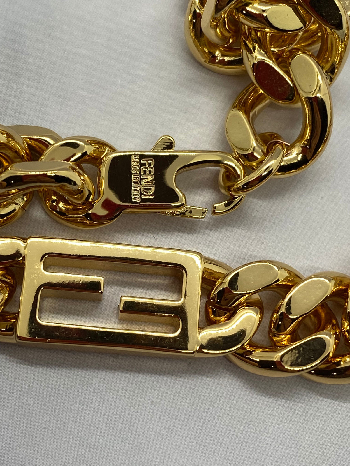 FENDI F Gold Tone Monogram Chain Necklace - Pre owned