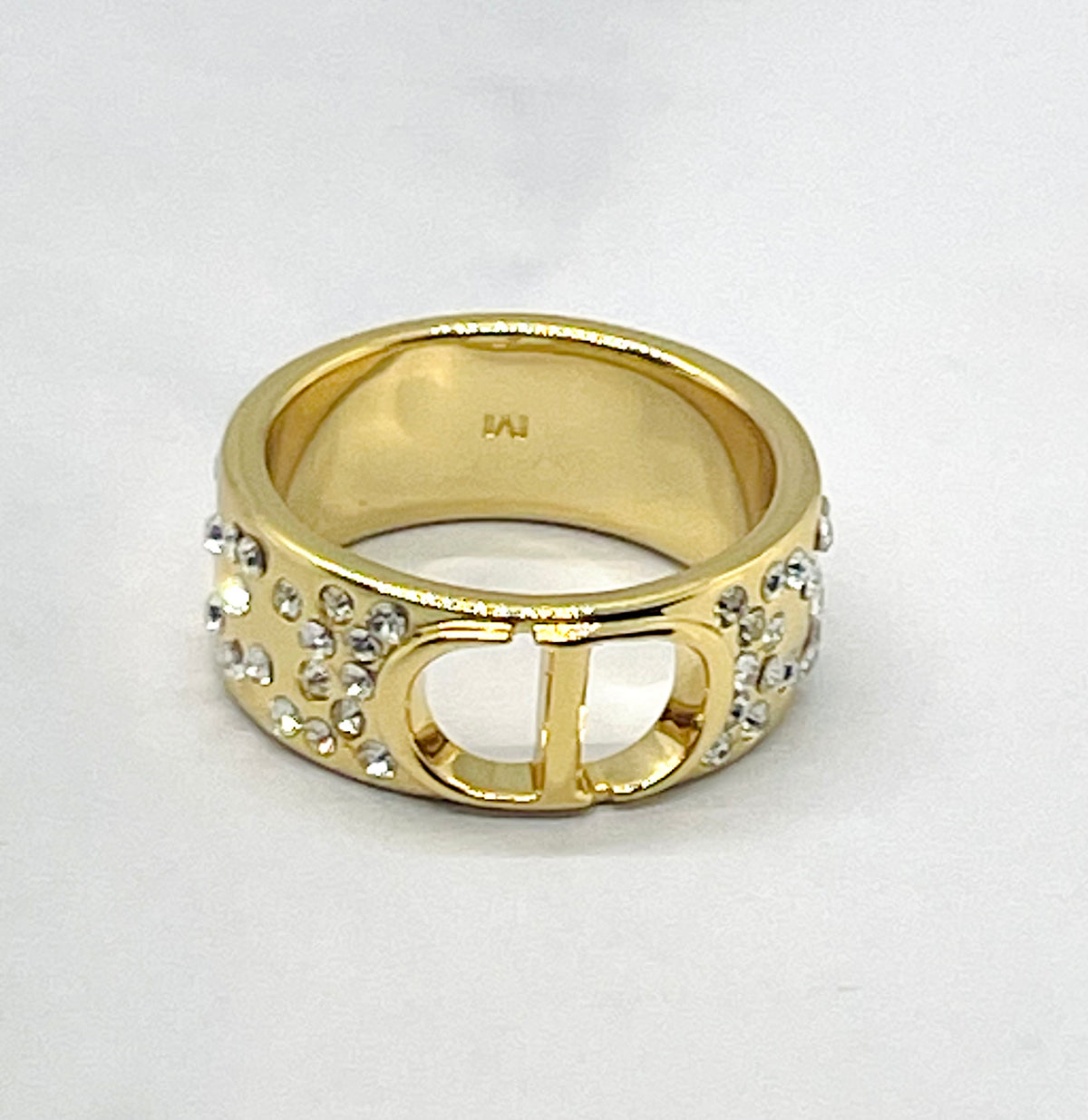 CHRISTIAN DIOR CD Rhinestone Ring , Size 7 - Preowned