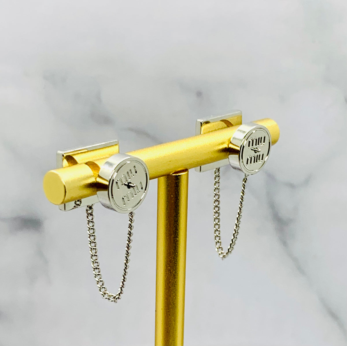MIU MIU White Chain Earrings - pre owned