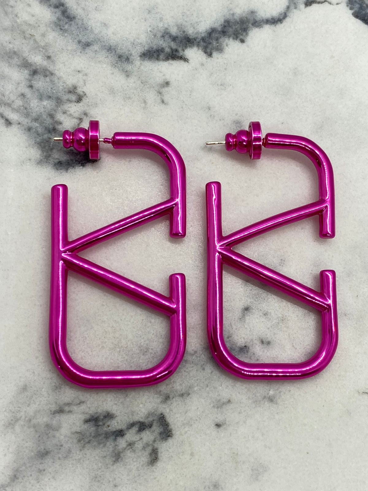 VALENTINO V Pink Hoop Earrings - USED