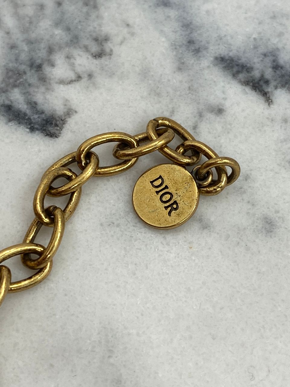 CHRISTIAN DIOR CD Brass Tone Multi Chain Bracelet - Pre owned