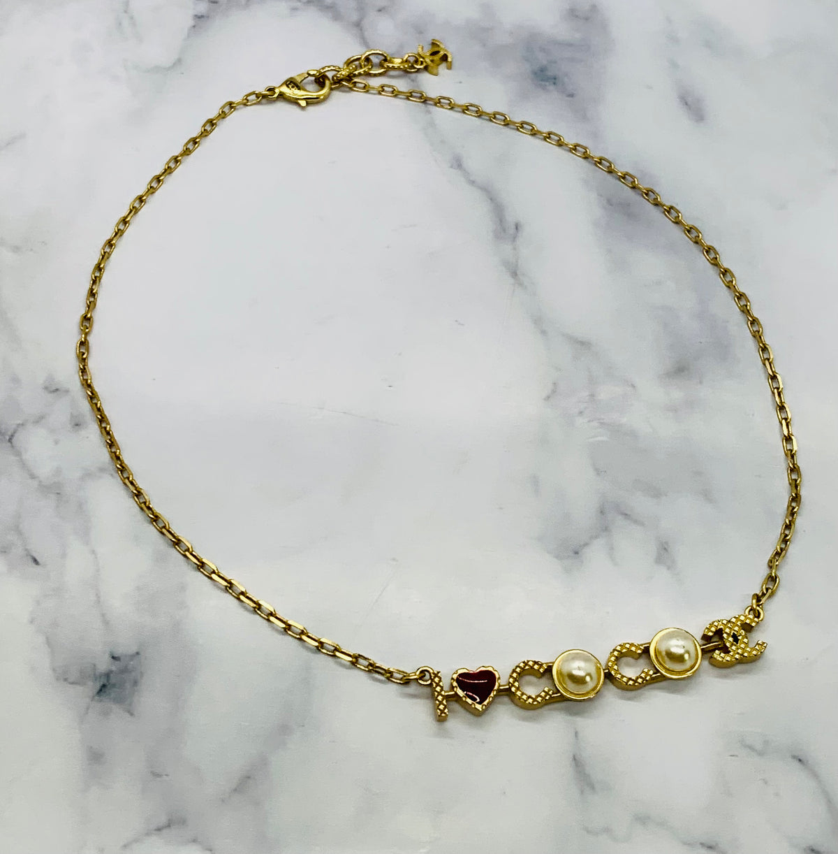 CHANEL I Heart Coco CC Necklace - USED