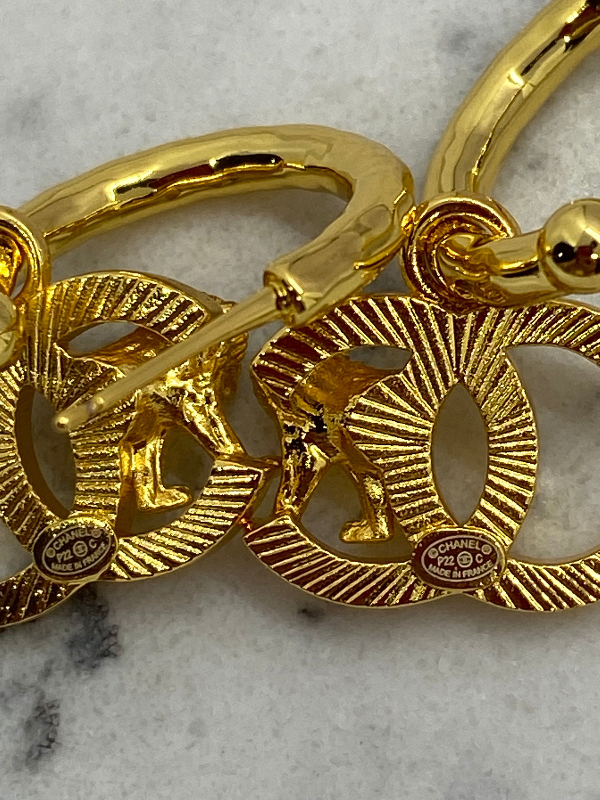 CHANEL CC Gold Tone Lion Earrings - Pre owned