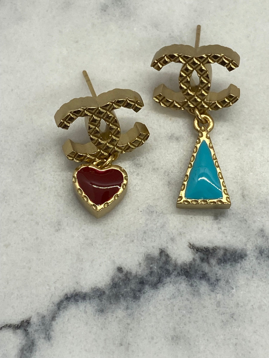CHANEL CC Asymmetric Earrings - USED