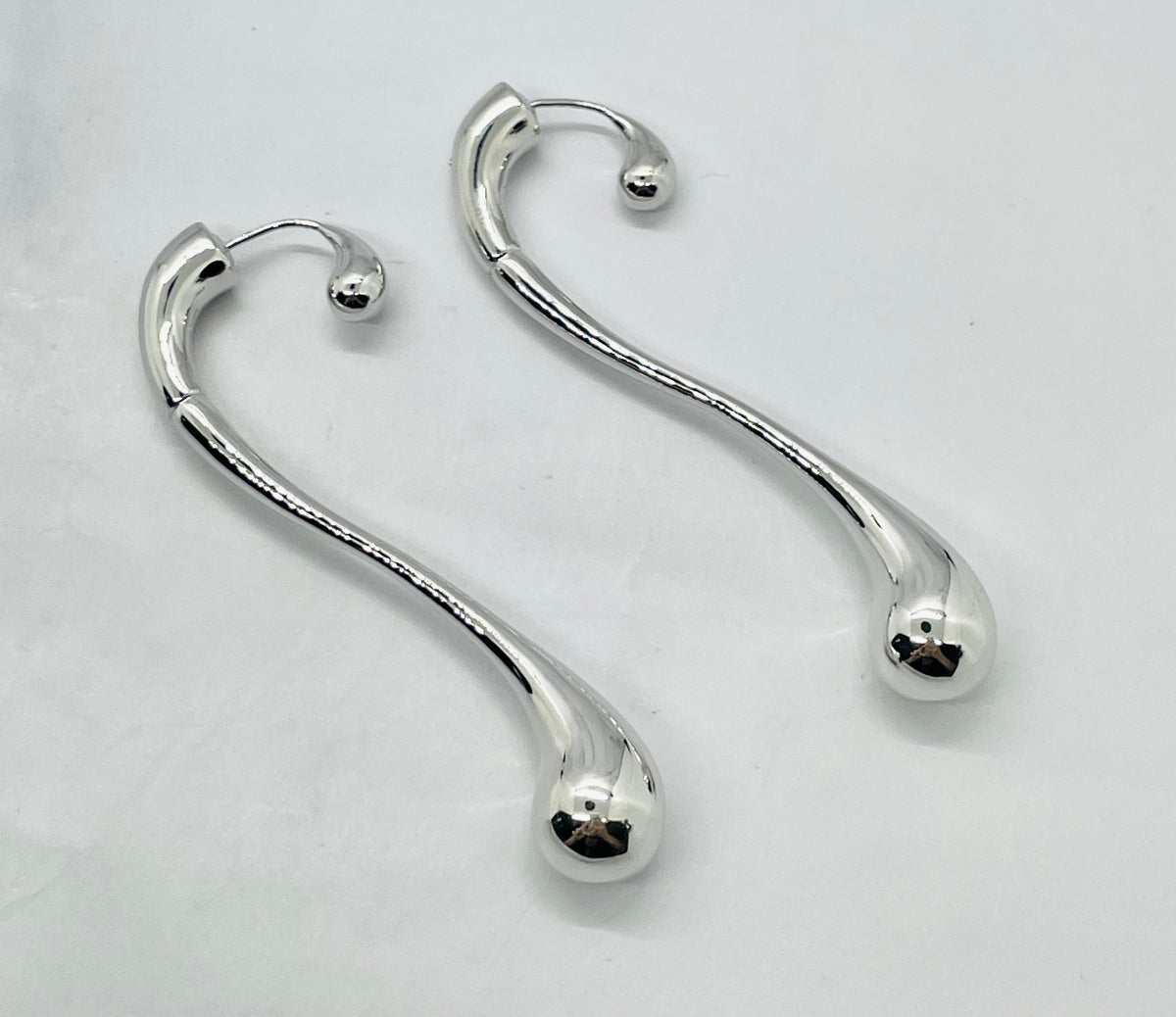 BOTTEGA VENETA Silver Drop Earrings - Pre owned
