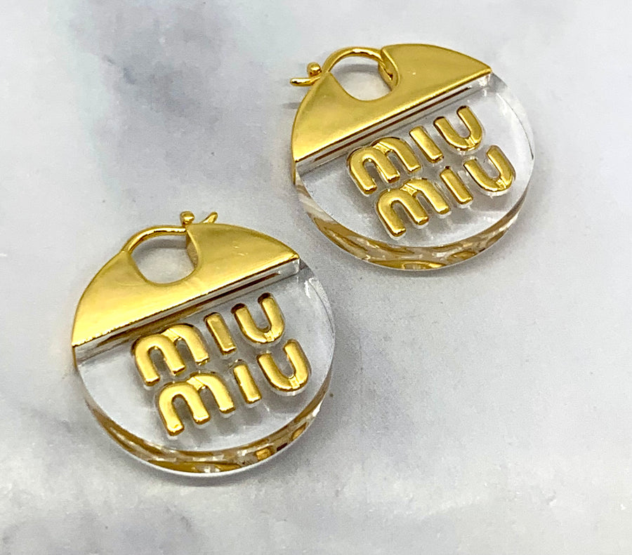 MIU MIU Clear Disc Earrings - Pre owned