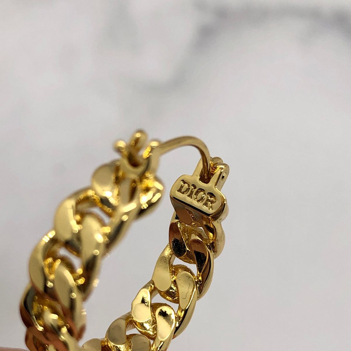 CHRISTIAN DIOR Gold Tone Rhinestone Pendant Earrings - Pre owned