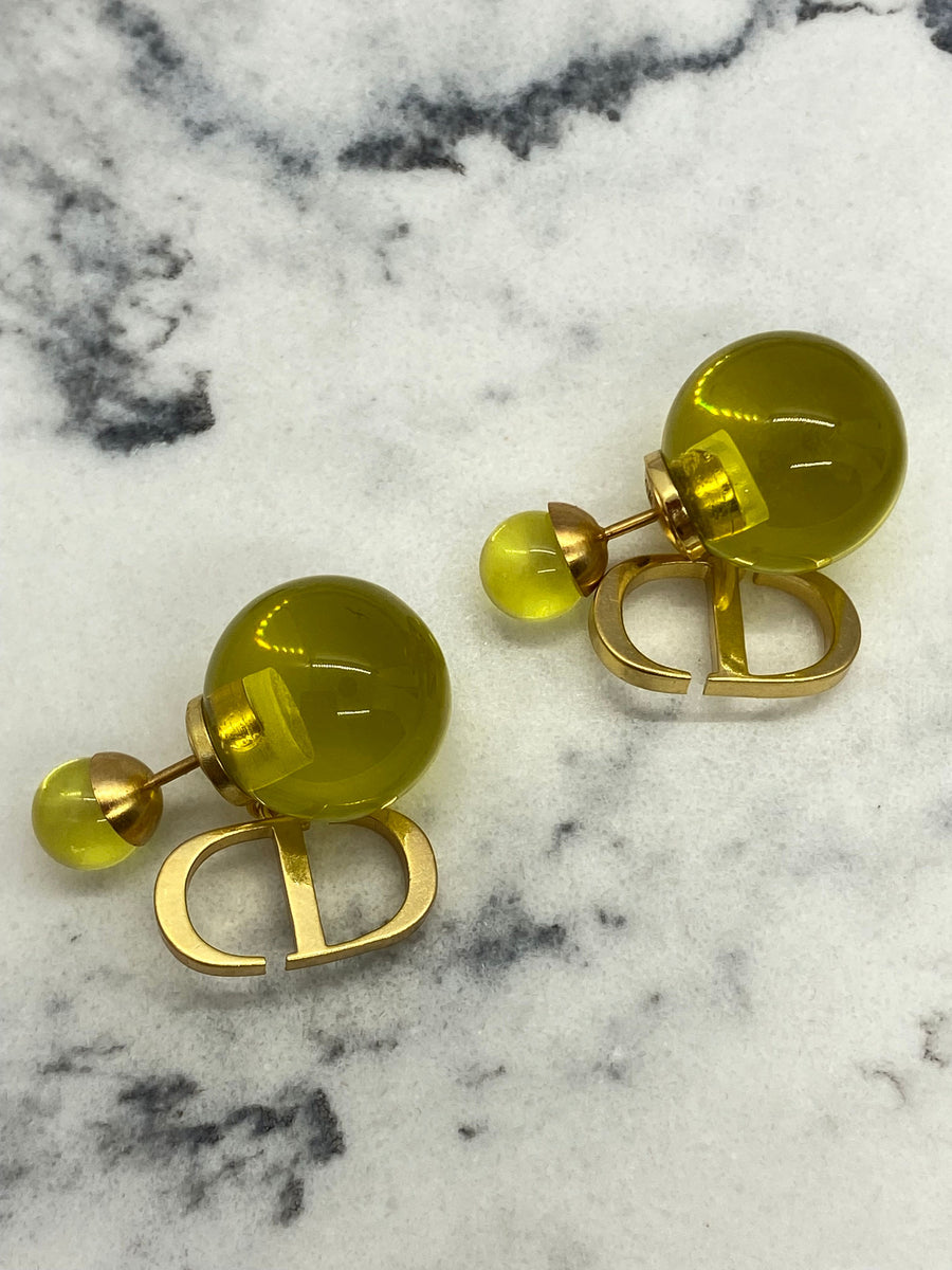CHRISTIAN DIOR Tribale Plastic Green Earrings - Pre owned