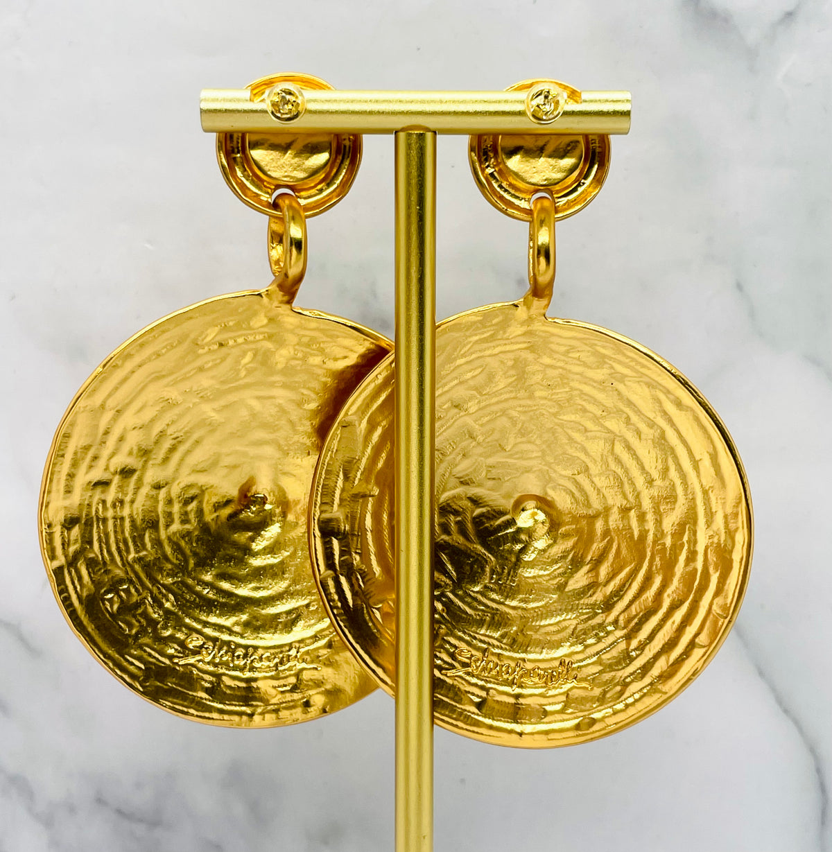 SCHIAPARELLI Spiral Disc Statement Earrings - Pre owned
