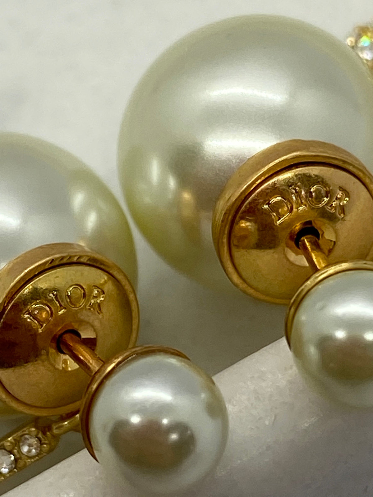 CHRISTIAN DIOR CD Faux Pearl Tribales Earrings - USED