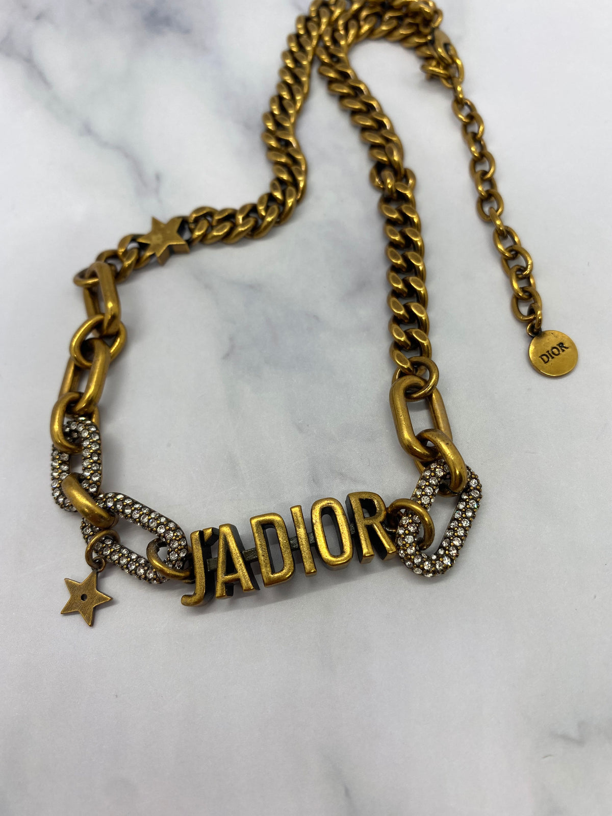 CHRISTIAN DIOR J'Adior Brass Rhinestone Necklace - Pre owned
