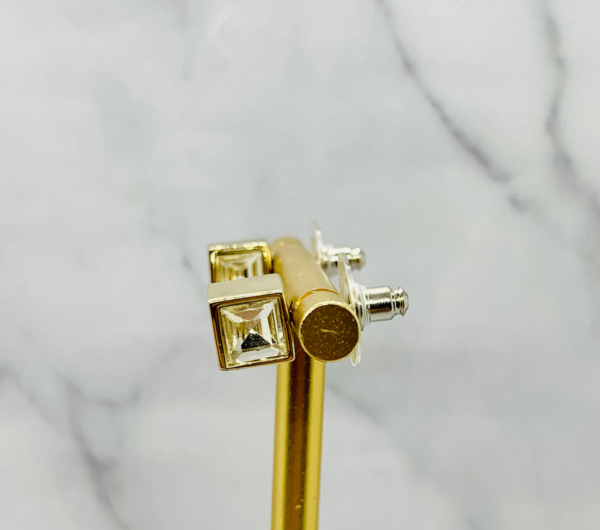 CHANEL CC Cube Rhinestone Earrings - USED