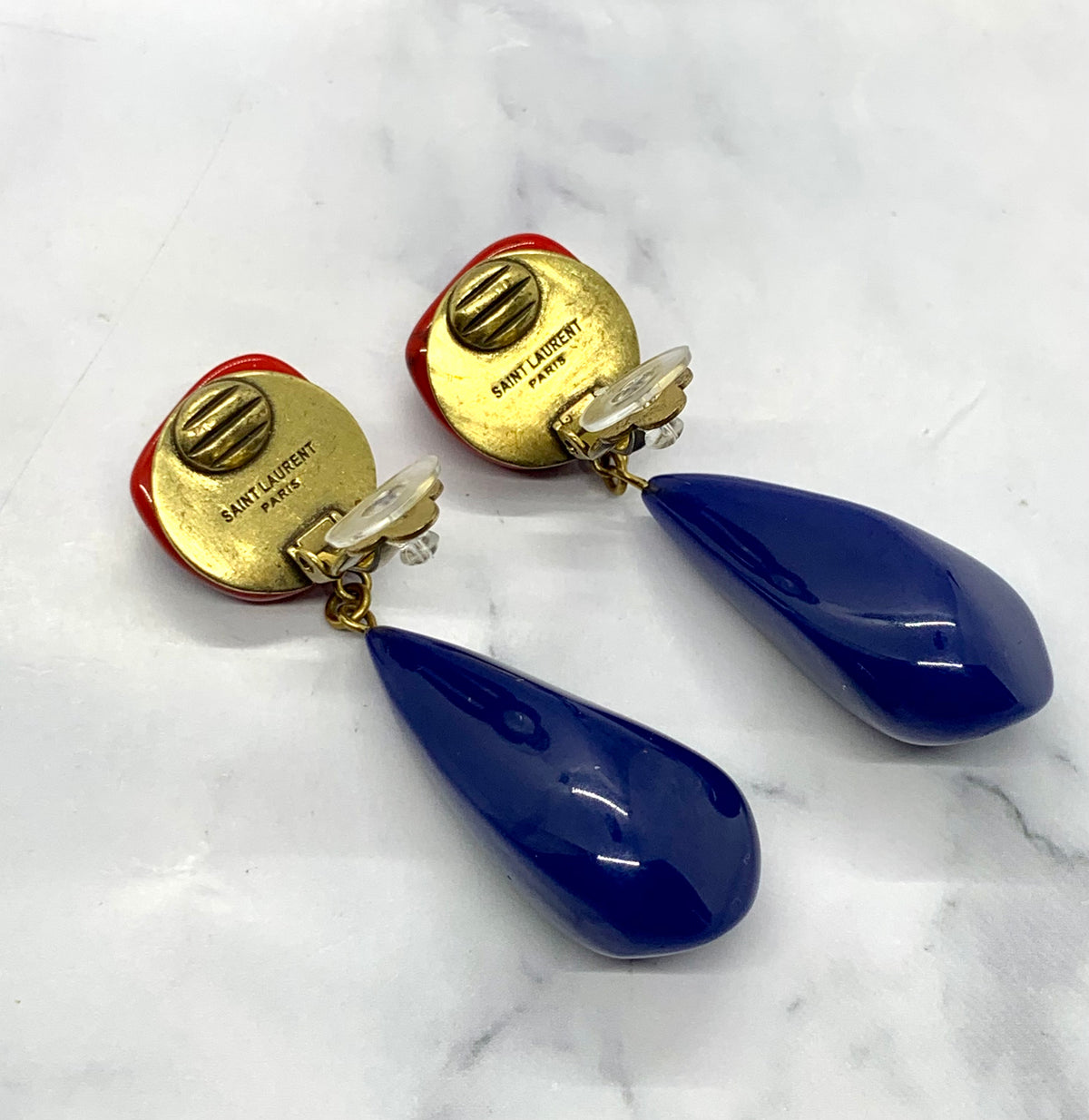 YSL YVES SAINT LAURENT Colorful Stone Earrings - Pre owned