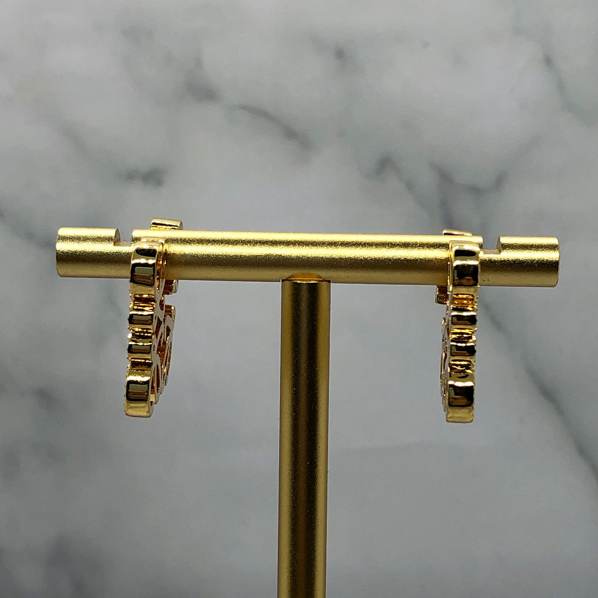 LOEWE Rhinestone Monogram Earrings - Pre owned