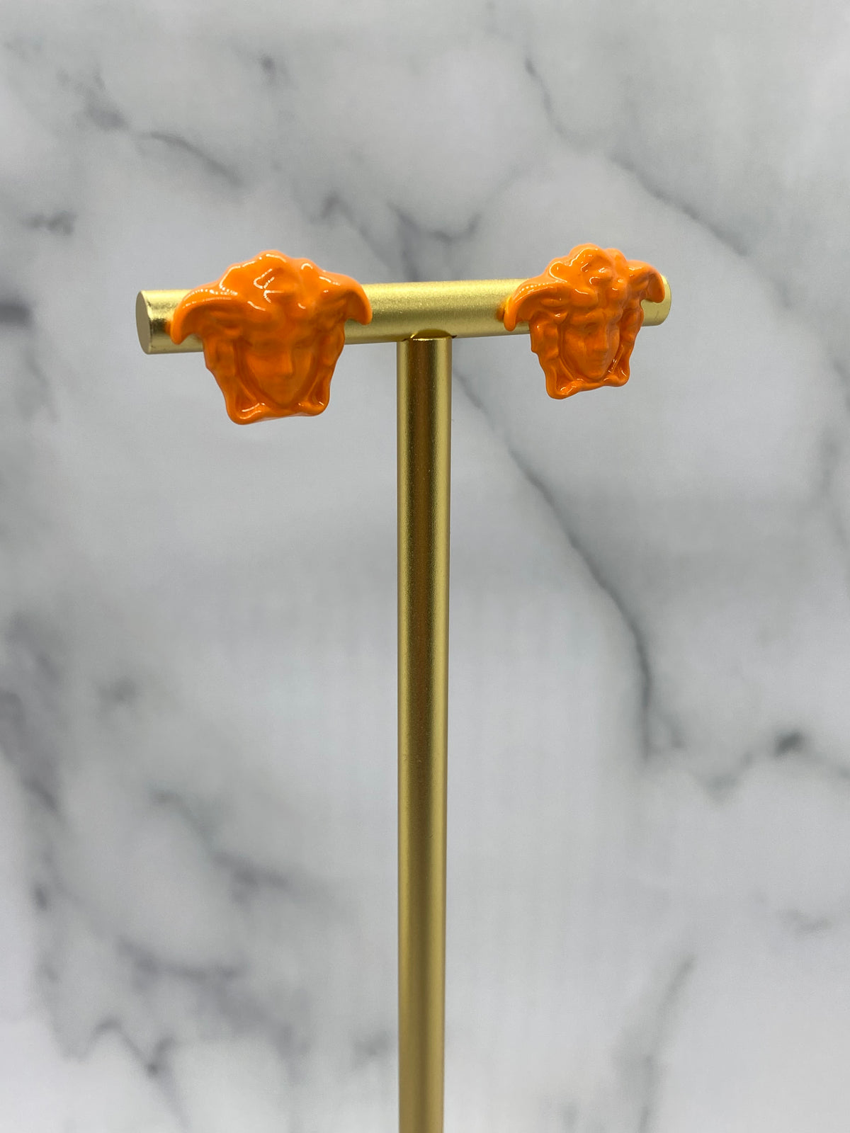 VERSACE Orange Enamel Medusa Earrings - Pre owned