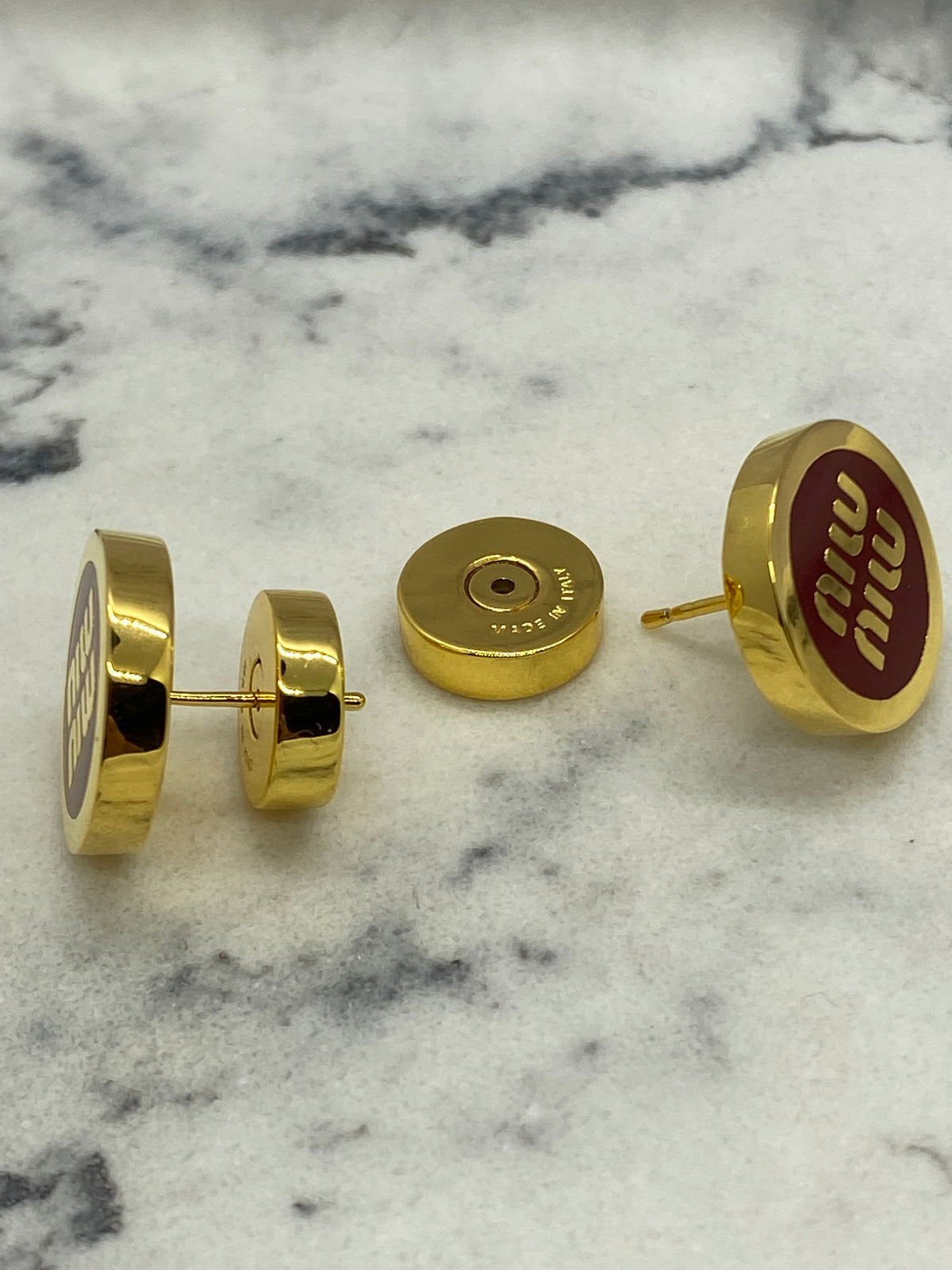 MIU MIU Maroon Stud Earrings - Pre owned