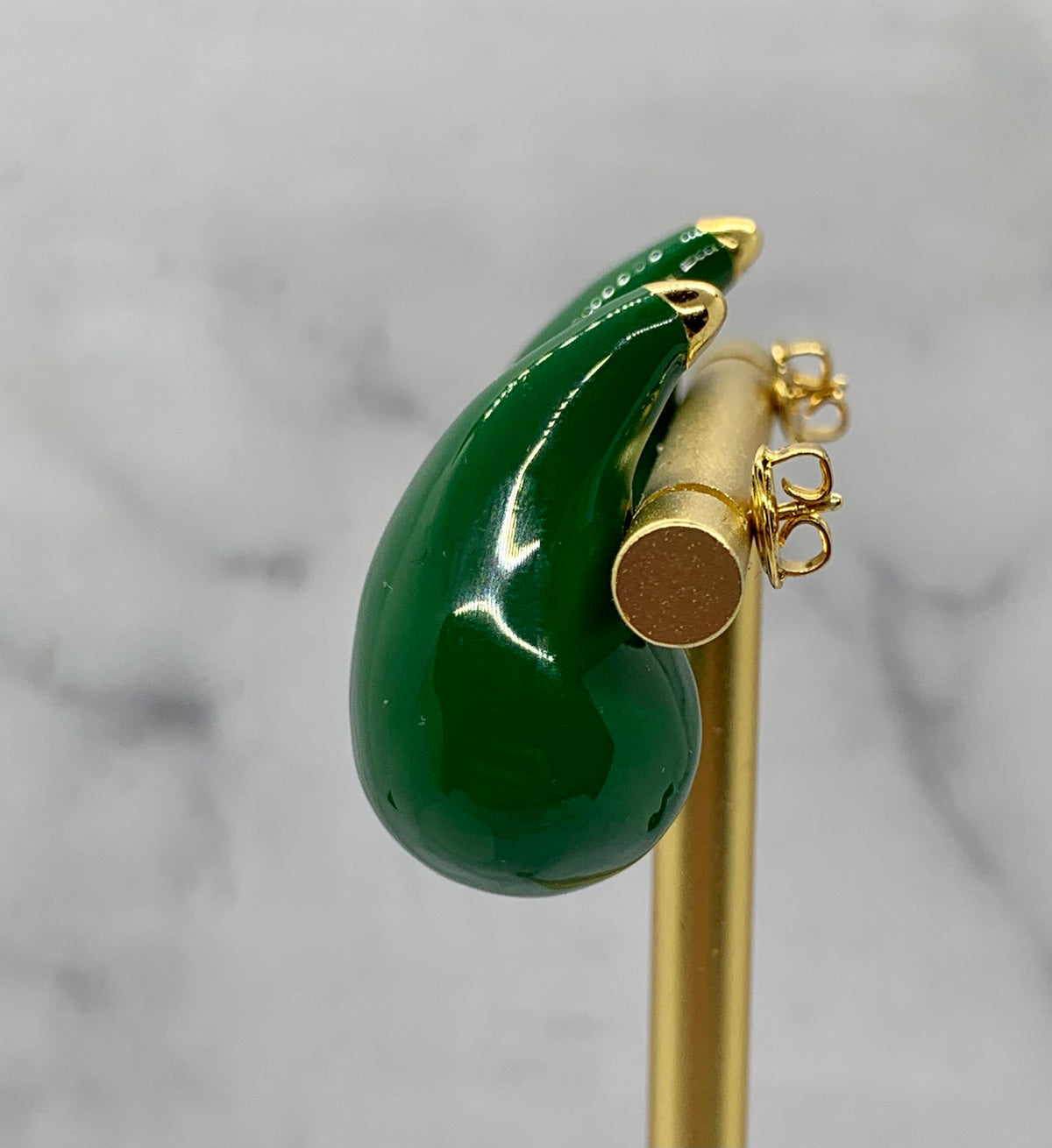 BOTTEGA VENETA Green Tear Drop Earrings - Pre owned