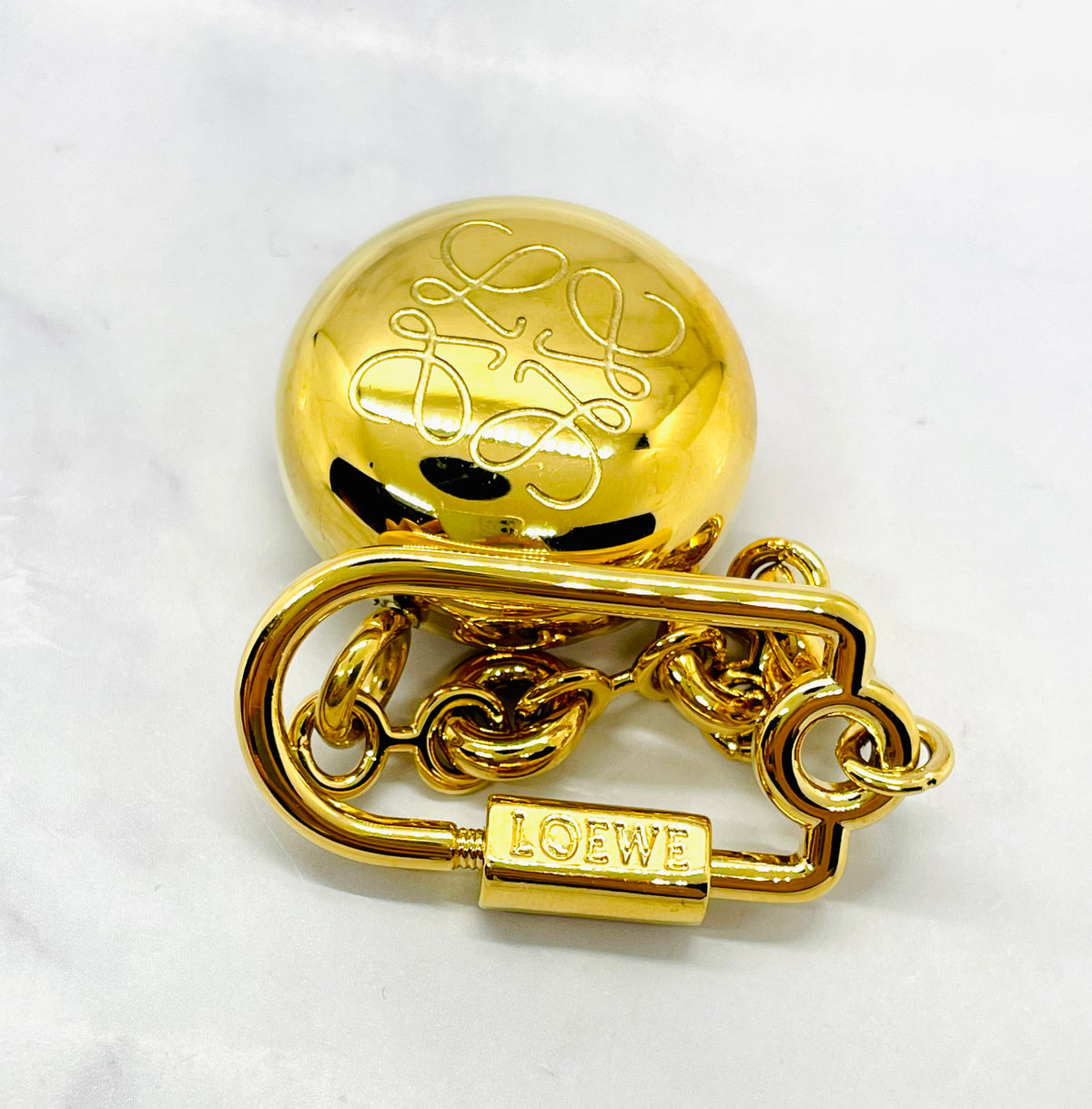 LOEWE Monogram Gold Tone Charm Key Chain - Pre owned