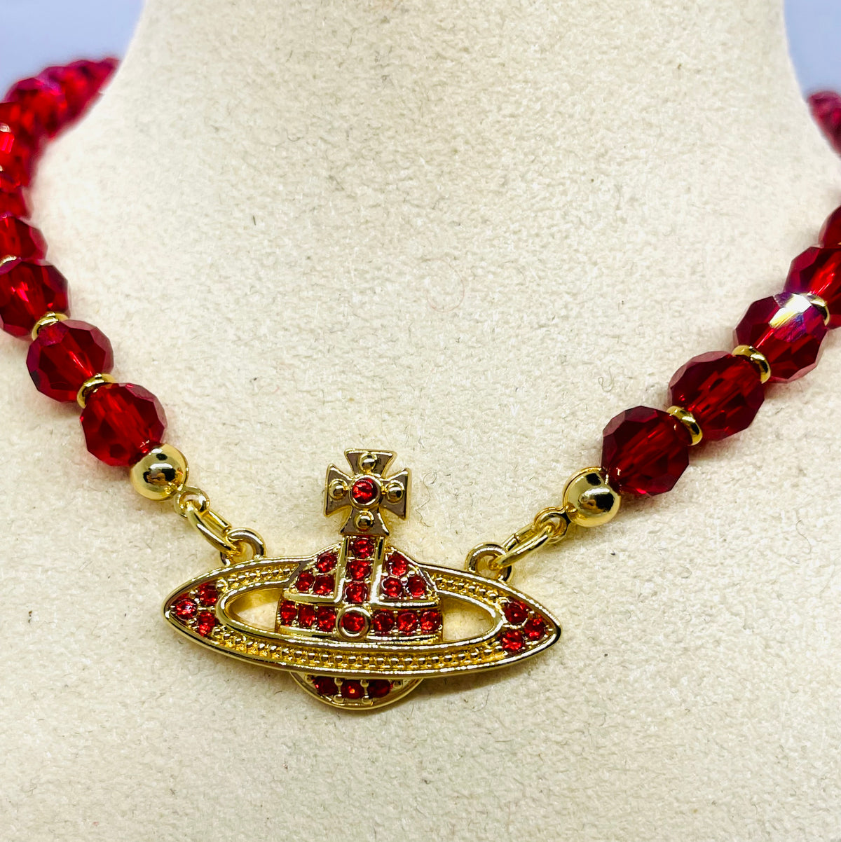 VIVIENNE WESTWOOD Red Beaded Orb Necklace - Pre owned