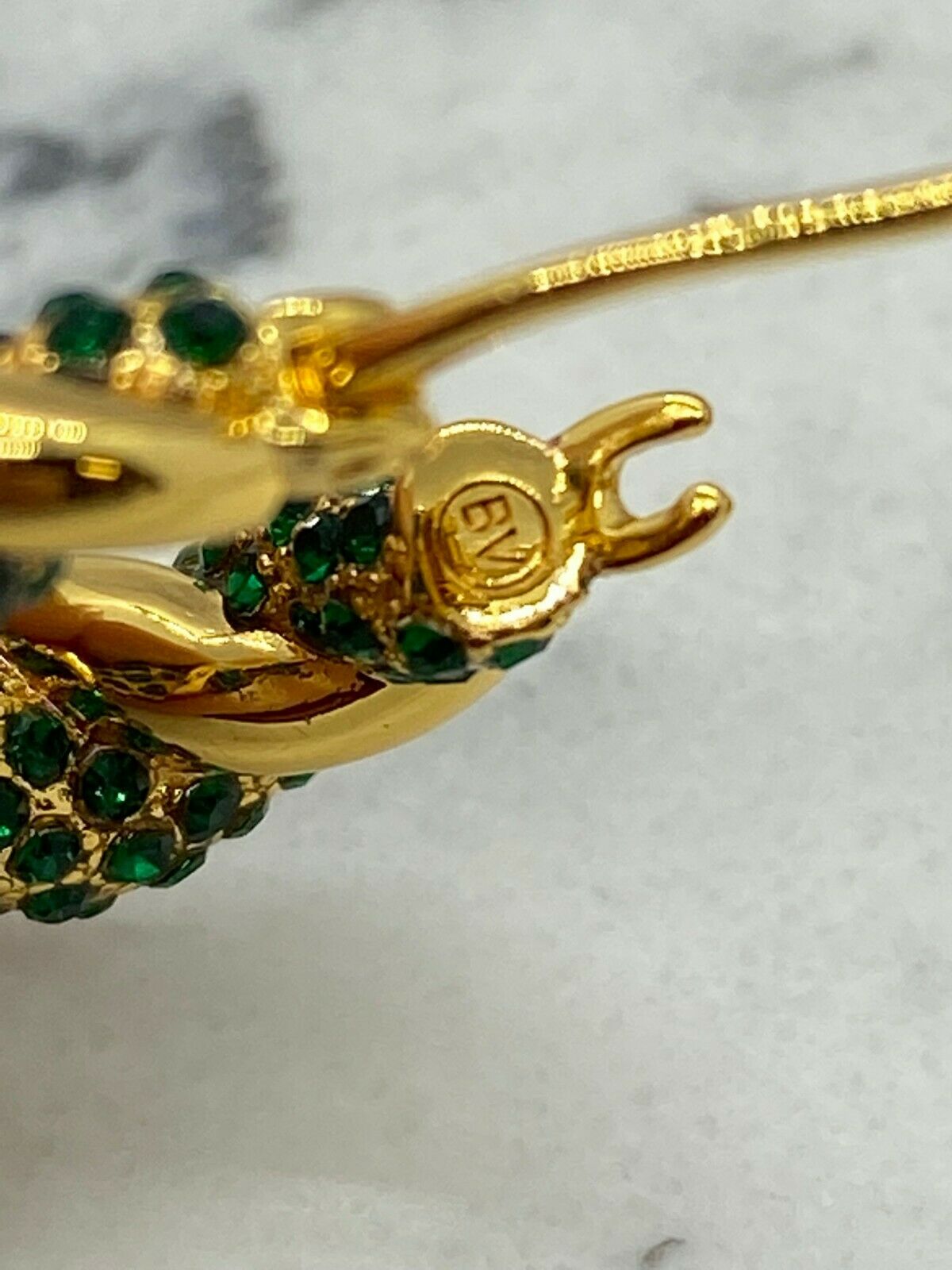 BOTTEGA VENETA Gold & Green Rhinestone Hoop Earrings - Pre owned
