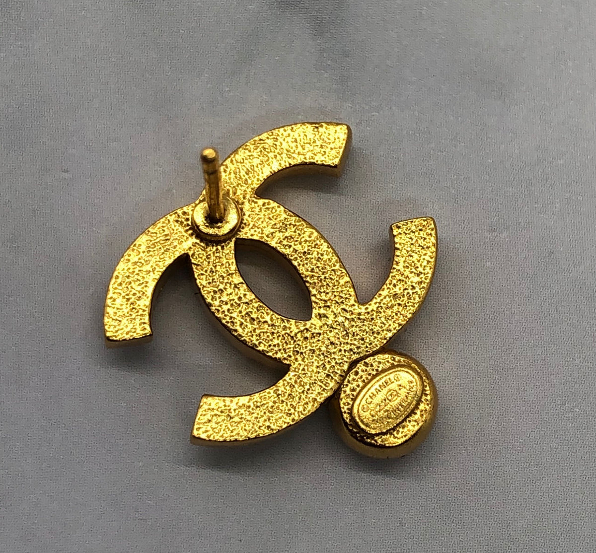 CHANEL CC Gold Tone Rhinestone Earrings - Pre owned