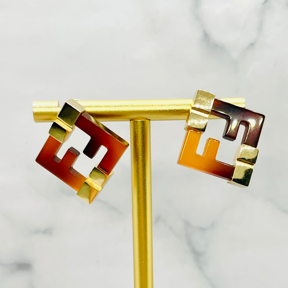 FENDI FF Amber Monogram Earrings - Pre owned