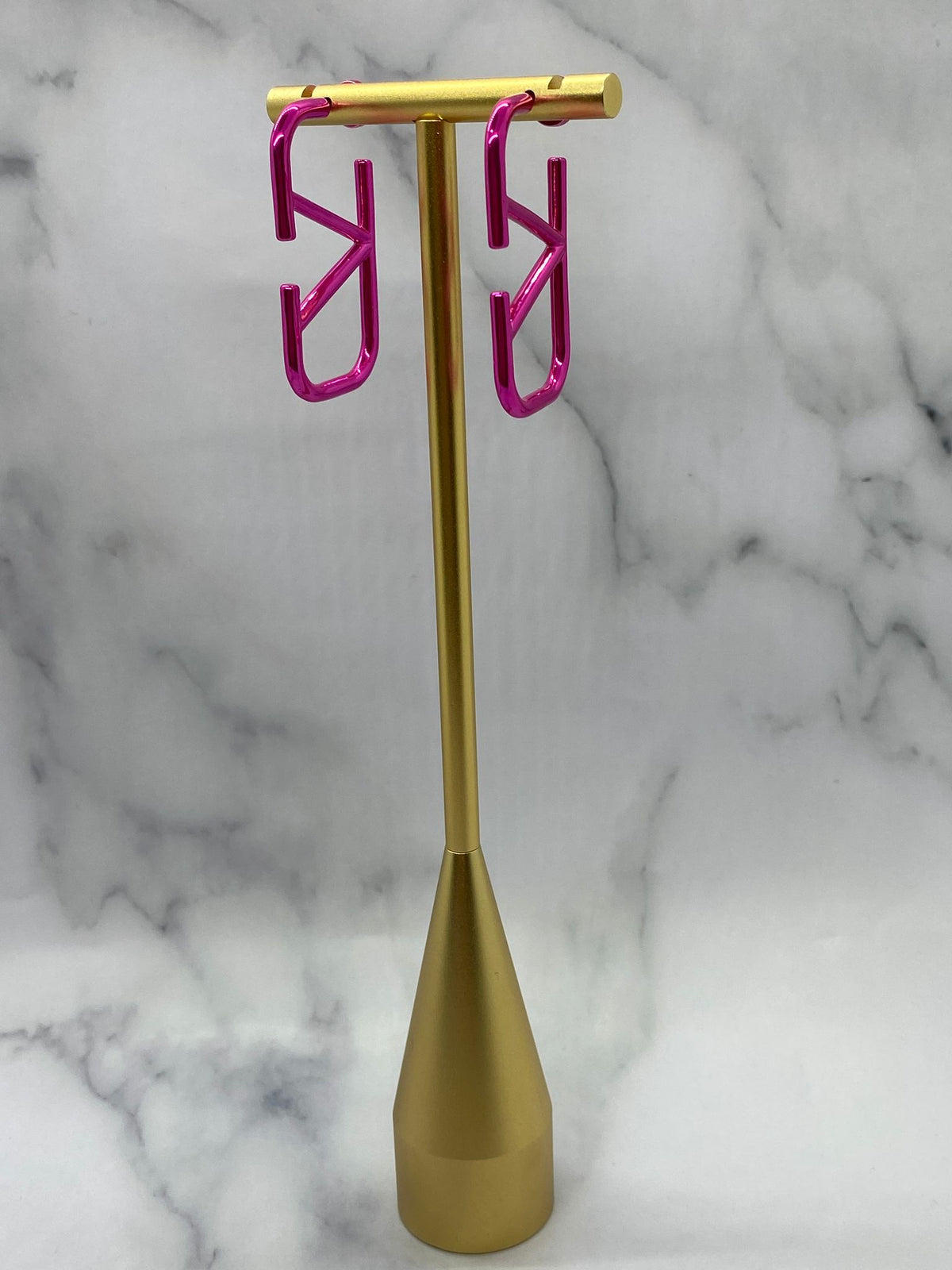 VALENTINO V Pink Hoop Earrings - USED
