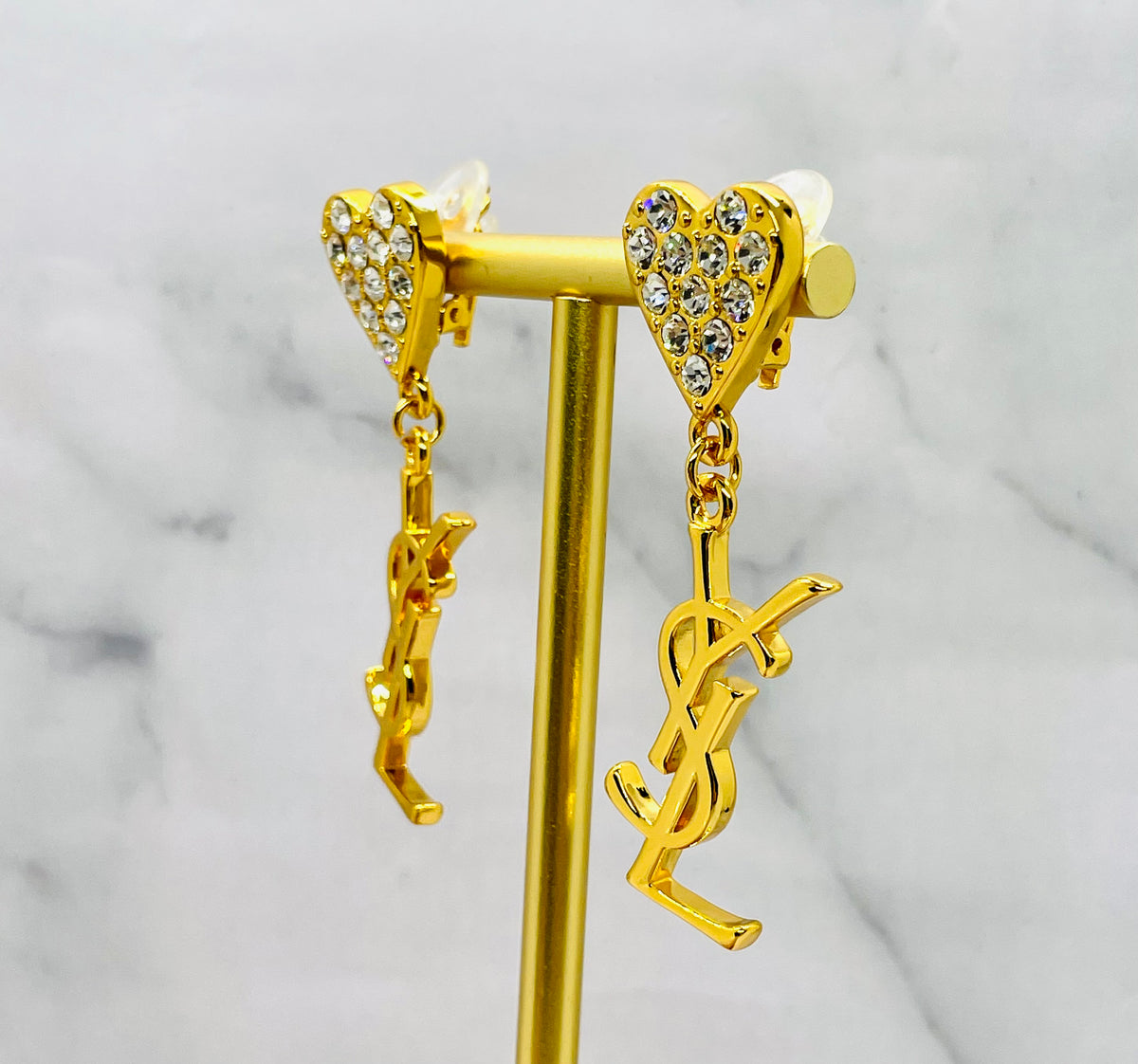 YSL YVES SAINT LAURENT Rhinestone Clip On Earrings - Pre owned