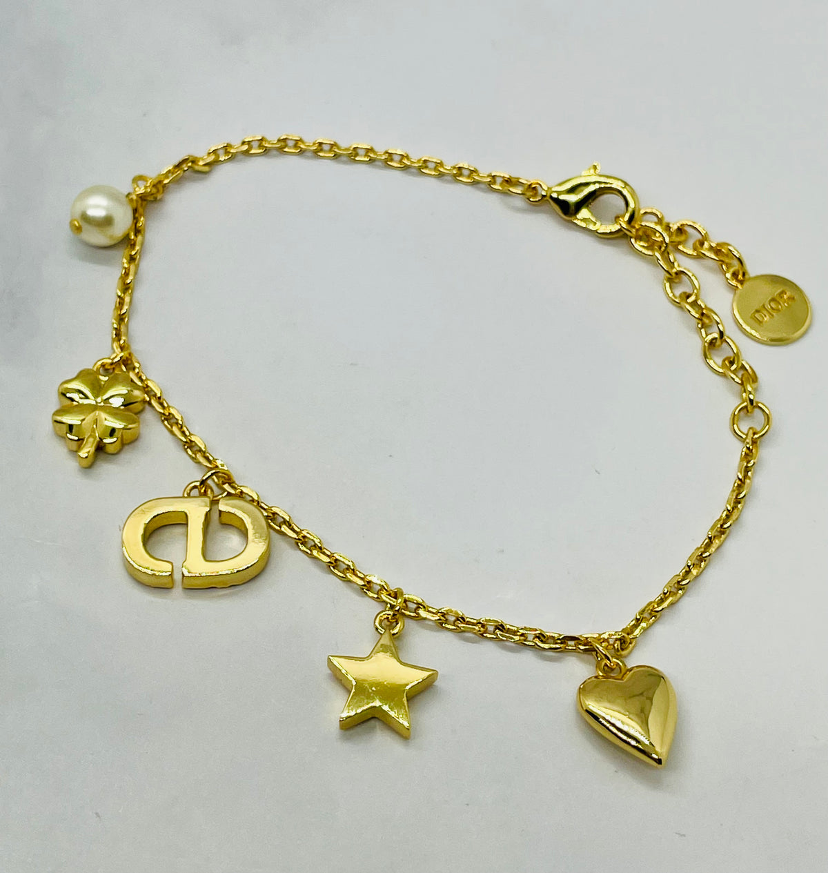 CHRISTIAN DIOR CD Chain Charms Bracelet - Pre owned