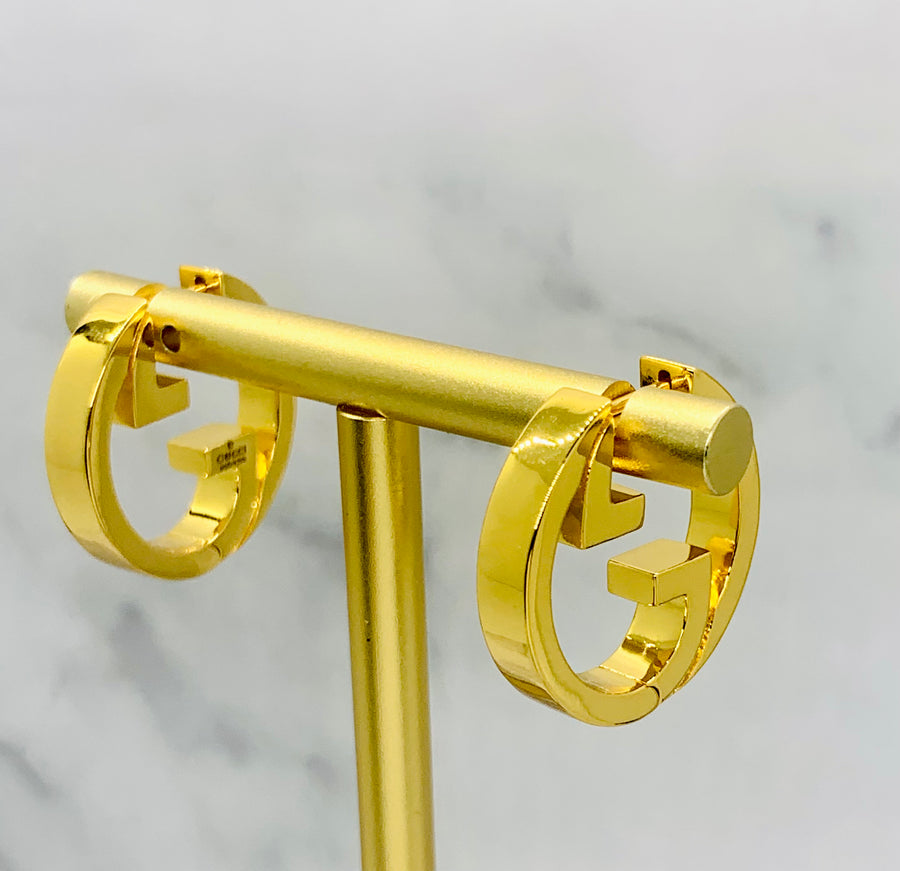 GUCCI GG Gold Tone Hoop Earrings - Pre owned