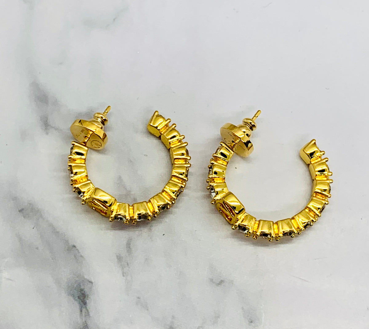 VALENTINO V Rhinestone Hoop Earrings - Pre owned