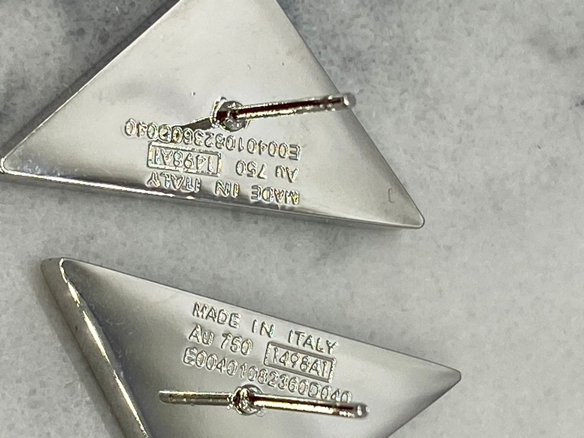 PRADA Triangle Metal Monogram Earrings - USED