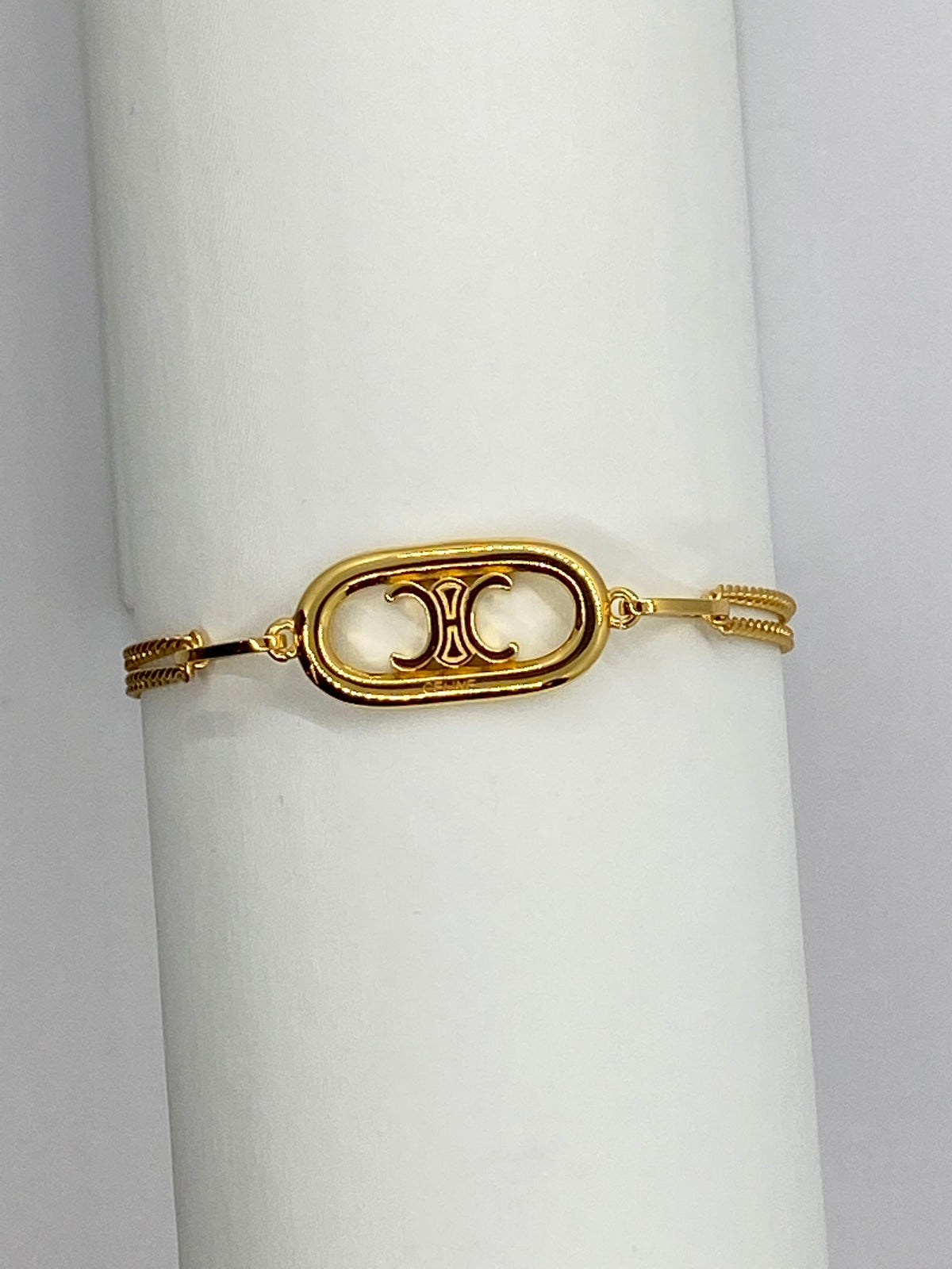 CELINE CC Gold Tone Monogram Bracelet - Pre owned