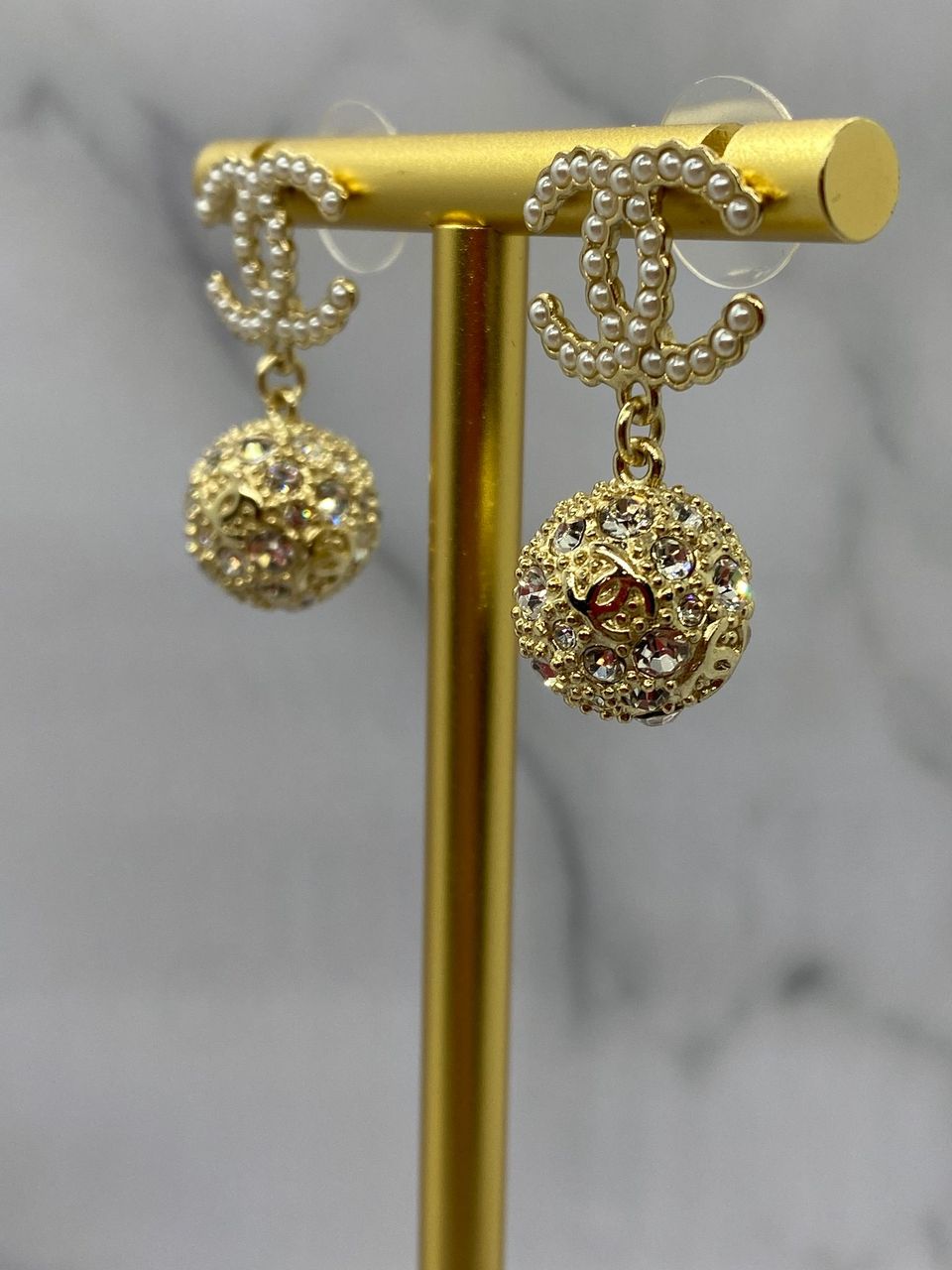 CHANEL CC Gold Tone Pendant Earrings - Pre owned