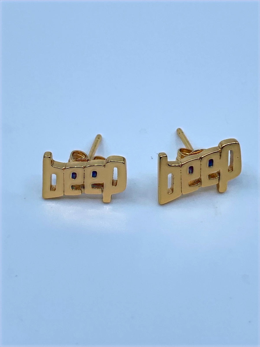 CELINE Beep Gold Small Brass Gold Earrings - Pre owned