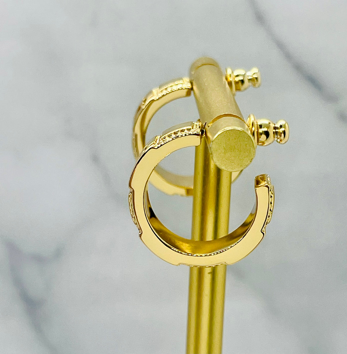 FENDI FF Monogram Gold Tone Hoop Earrings - Pre owned