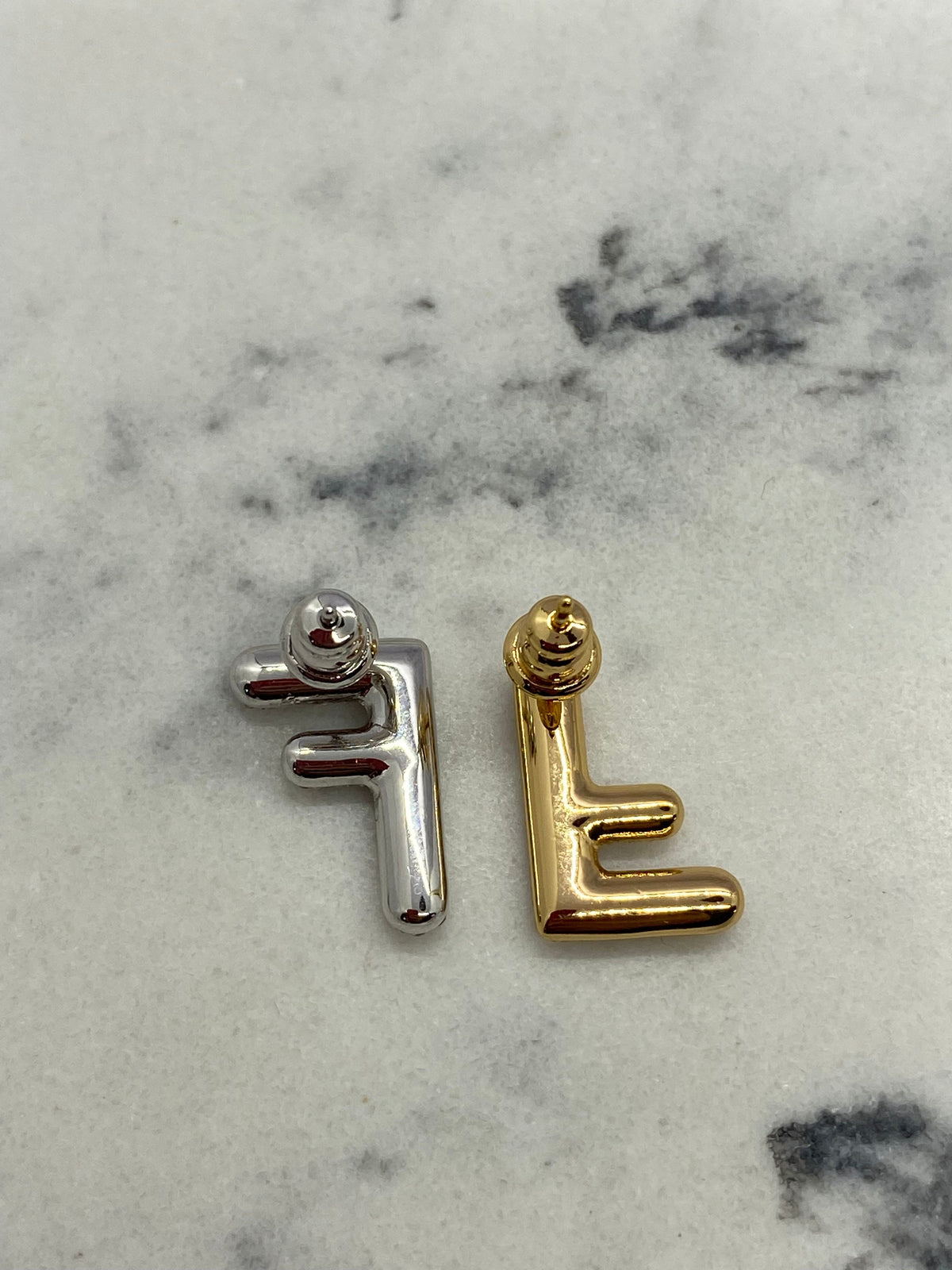 FENDI F Gold & Silver Rhinestone Earrings - Pre owned