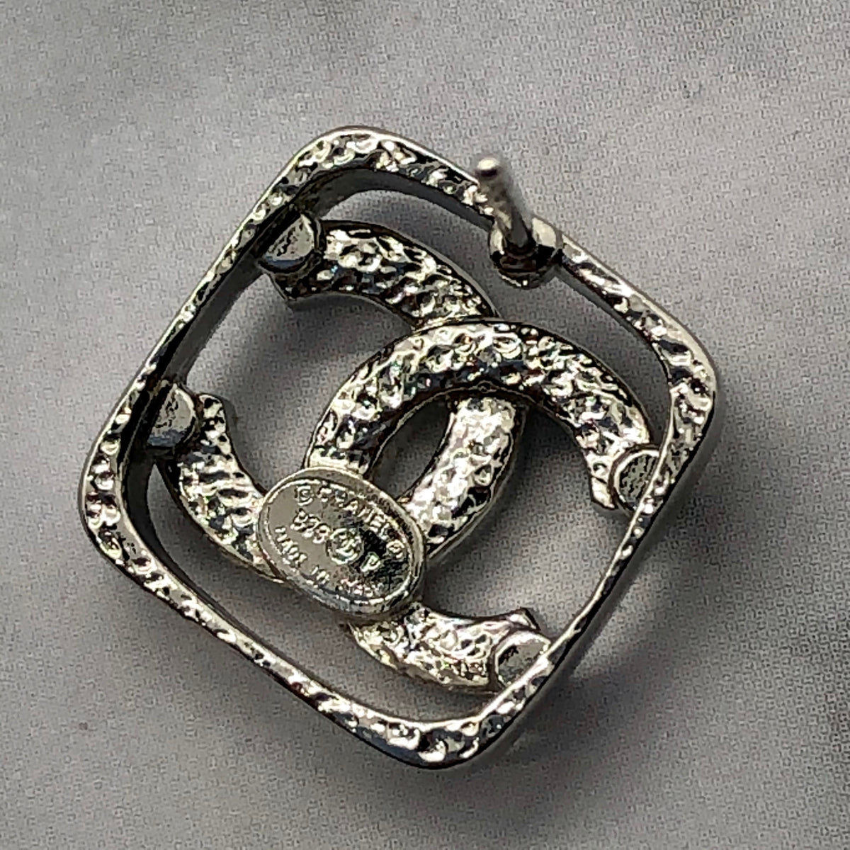 CHANEL CC Silver Tone Square Rhinestone Earrings - Pre owned