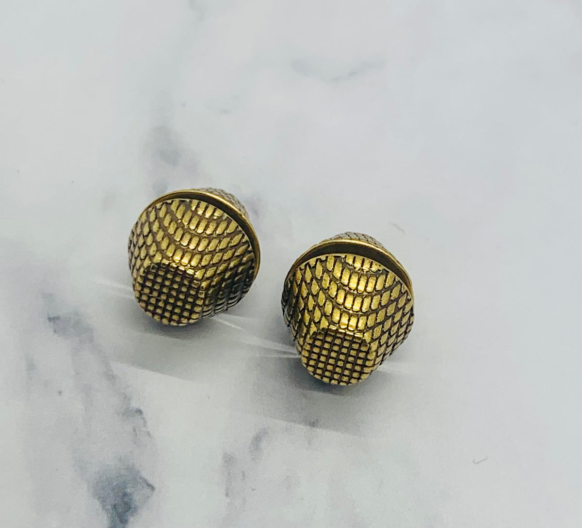BALENCIAGA Brass Cagole Stud Earrings - Pre owned