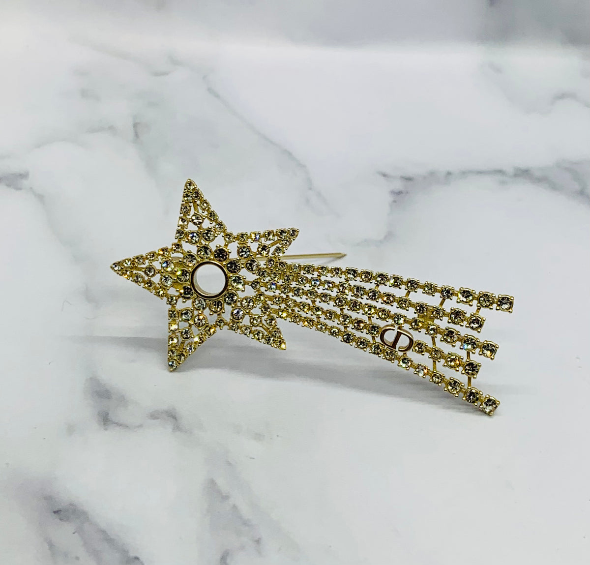 CHRISTIAN DIOR CD Rhinestone Shooting Star Brooch Pin - Pre owned