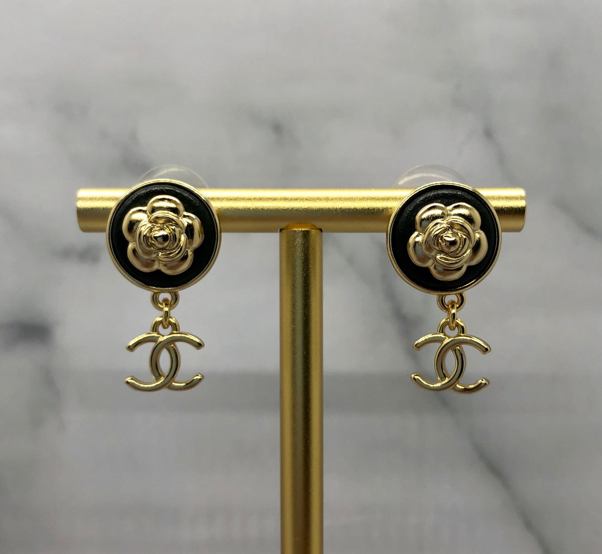 CHANEL CC Camelia Pendant Earrings - Pre owned