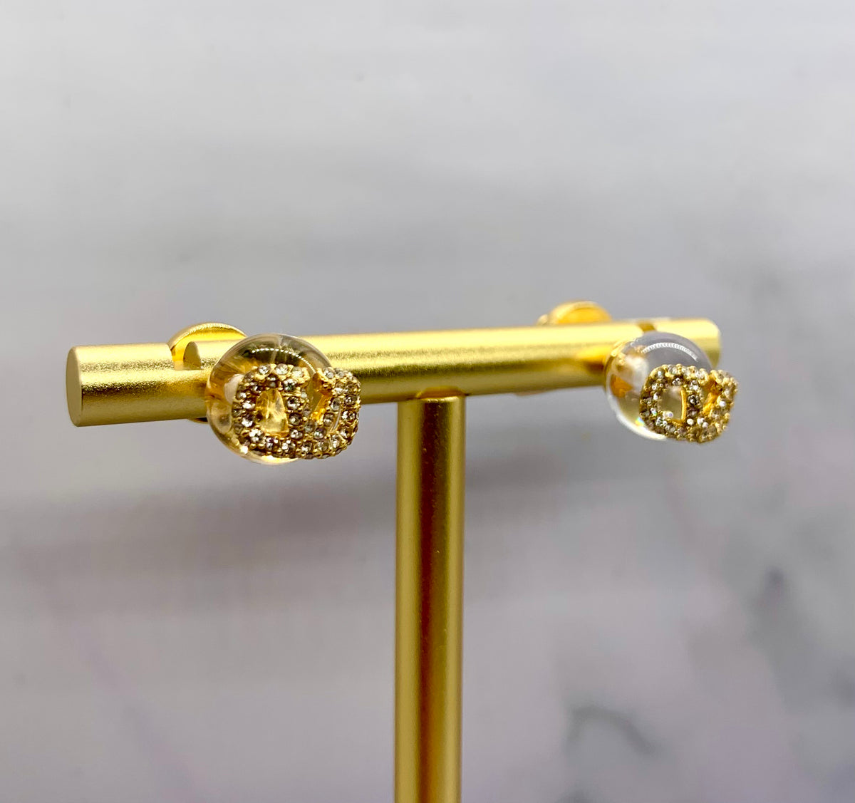 VALENTINO V Clear Rhinestone Earrings - Pre owned
