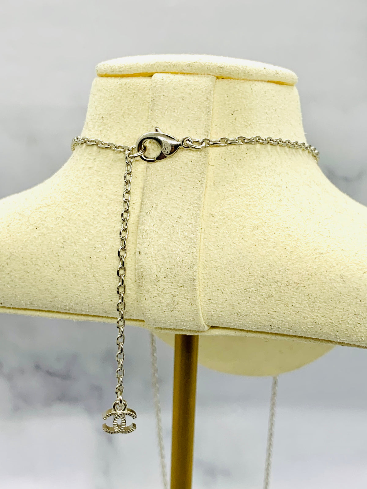 CHANEL CC Clear Acrylic Drop Necklace - USED